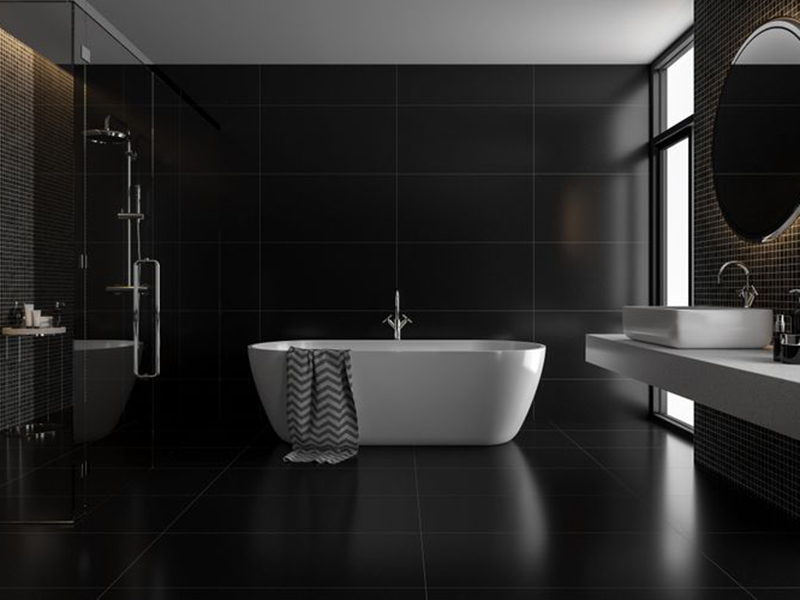 Ide menerapkan lighting kamar mandi berkonsep black/gelap