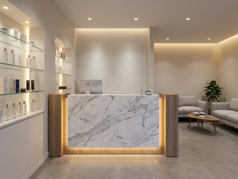 Lighting Area Resepsionis Klinik Estetika Anak Panah Perkasa
