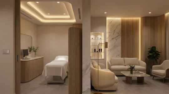 Pencahayaan pada VIP Room dan Lounge Area Klinik Estetika Anak Panah Perkasa