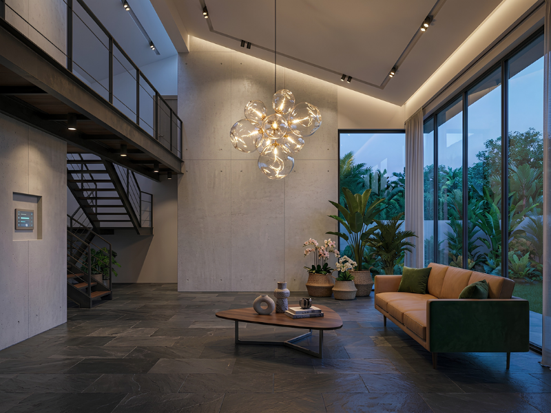 Pencahayaan dan Perubahan Atmosfer Rumah Minimalist Industrial Tropical Anak Panah Perkasa