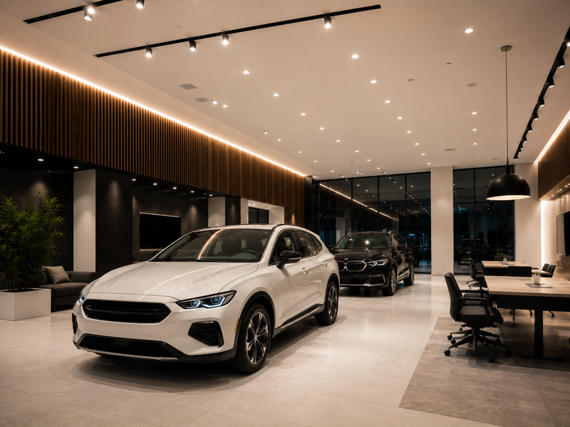 Layered Lighting dalam Desain Pencahayaan Showroom Mobil - Anak Panah Perkasa